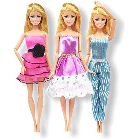 Barbie kleding - 3 Outfits voor poppen - Poppenkleertjes - Geschikt voor o.a Barbie - Setje Iris - Barbie kleertjes - GRATIS verzending